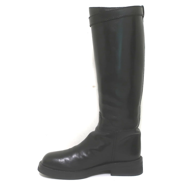 Ann Demeulemeester Knee High Riding Boots Black Leather Size 41
