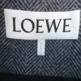 Loewe Herringbone Double Breasted Blazer Blue Melange Wool Size 38 NEW