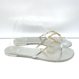 Giuseppe Zanotti Crystal Thong Sandals Silver Metallic Leather Size 40