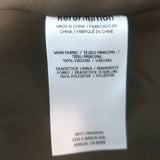 Reformation Aiko Ruffled Midi Dress Solana Olive Brown Printed Crepe Size 2