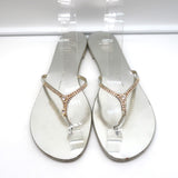 Giuseppe Zanotti Crystal Thong Sandals Silver Metallic Leather Size 40
