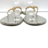 Giuseppe Zanotti Crystal Thong Sandals Silver Metallic Leather Size 40