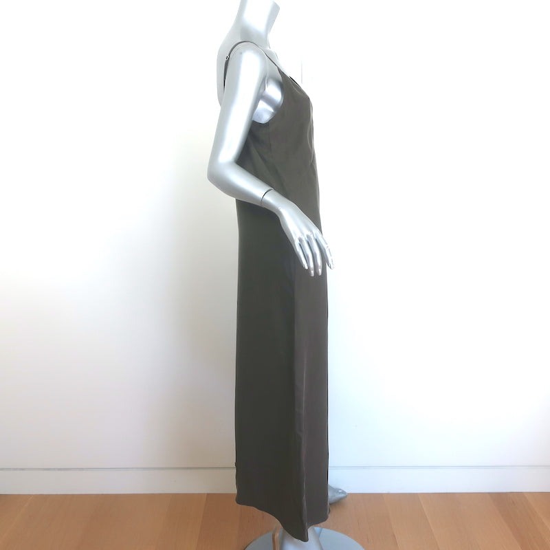 Jenni Kayne Rio Midi Slip Dress Olive Gray Matte Satin Size Small