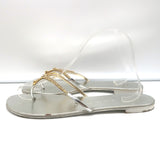 Giuseppe Zanotti Crystal Thong Sandals Silver Metallic Leather Size 40