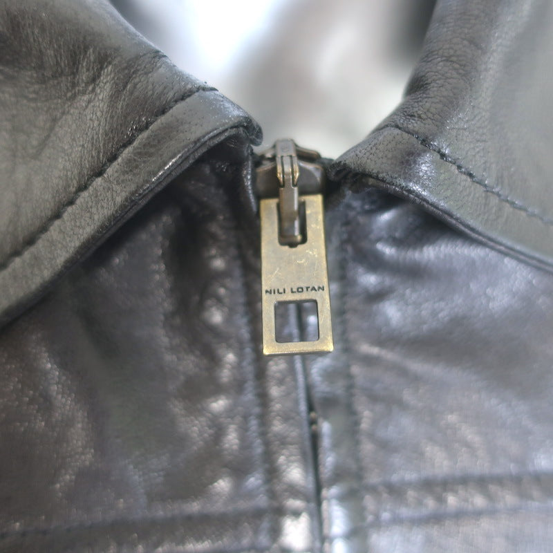 Nili Lotan Freddie Zip-Up Leather Jacket Black Size Small