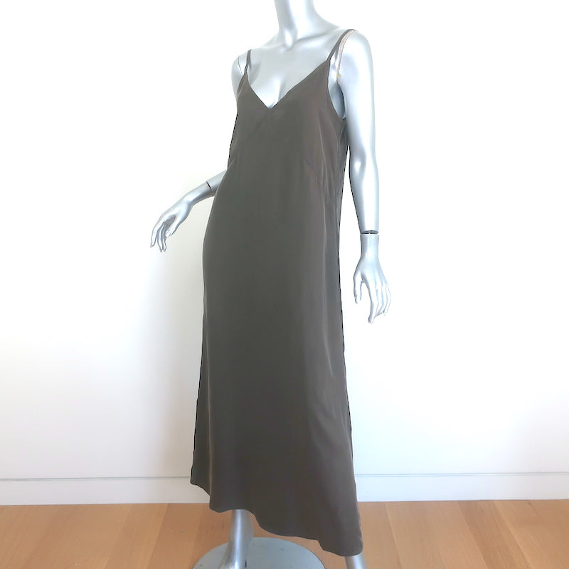 Jenni Kayne Rio Midi Slip Dress Olive Gray Matte Satin Size Small