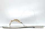 Giuseppe Zanotti Crystal Thong Sandals Silver Metallic Leather Size 40