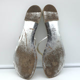 Giuseppe Zanotti Crystal Thong Sandals Silver Metallic Leather Size 40