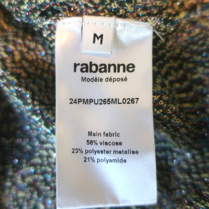 Paco Rabanne Metallic Floral Jacquard Crop Top Silver Size Medium NEW