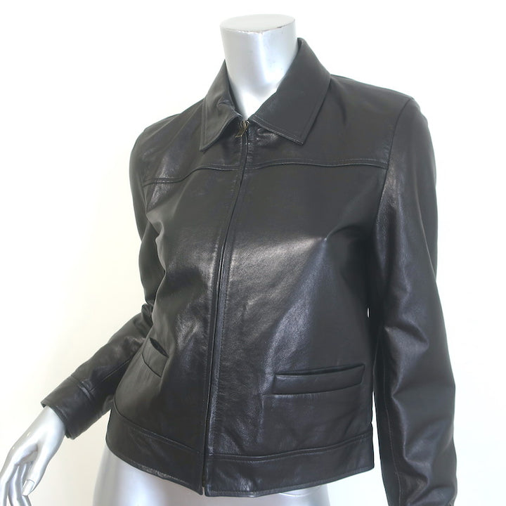 Nili Lotan Freddie Zip-Up Leather Jacket Black Size Small
