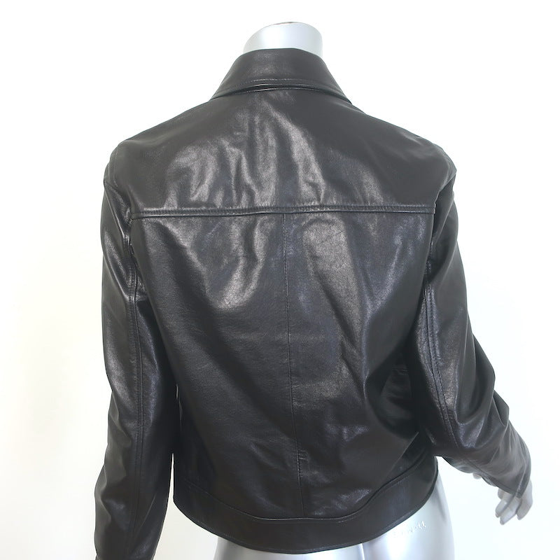 Nili Lotan Freddie Zip-Up Leather Jacket Black Size Small