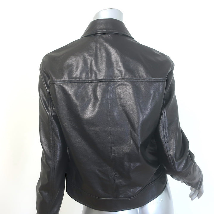 Nili Lotan Freddie Zip-Up Leather Jacket Black Size Small