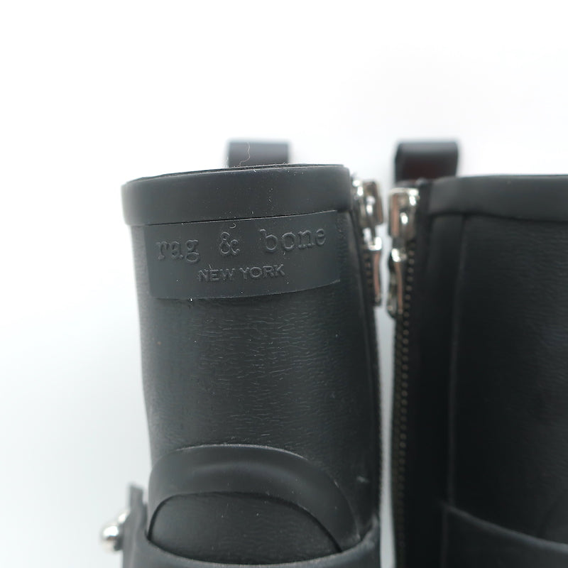 Rag &amp; Bone Moto Rain Boots Black Rubber Size 36