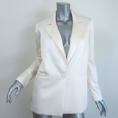 Alice + Olivia Denny Boyfriend Blazer Cream Satin Size 0 One-Button Jacket