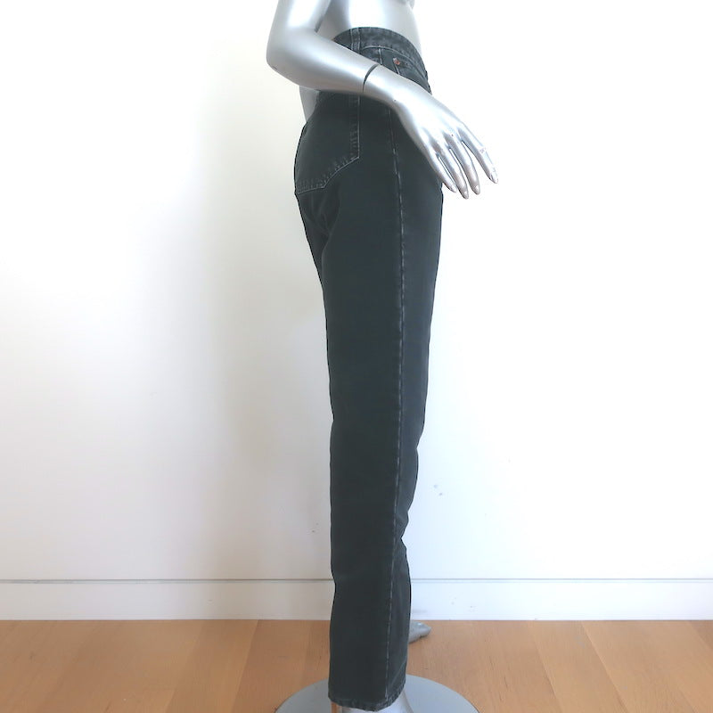 MM6 Maison Margiela High Rise Straight Leg Jeans Washed Black Denim Size 29