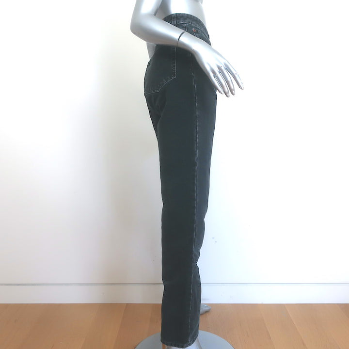 MM6 Maison Margiela High Rise Straight Leg Jeans Washed Black Denim Size 29
