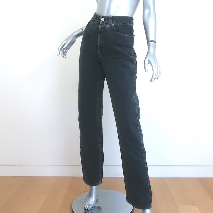 MM6 Maison Margiela High Rise Straight Leg Jeans Washed Black Denim Size 29