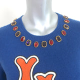 Gucci x MLB LA Angels Jeweled Crewneck Sweater Blue Wool Size Medium