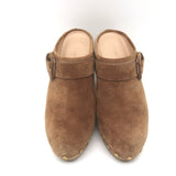 Veronica Beard Dacey Wooden Heel Clogs Brown Suede Size 7.5