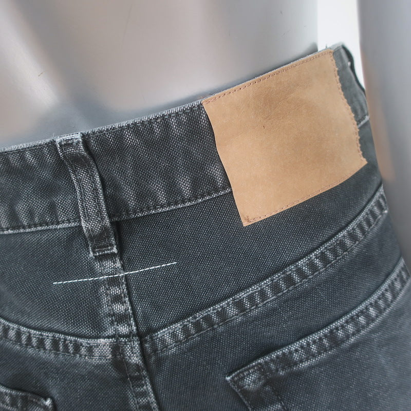 MM6 Maison Margiela High Rise Straight Leg Jeans Washed Black Denim Size 29