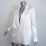 Alice + Olivia Denny Boyfriend Blazer Cream Satin Size 0 One-Button Jacket