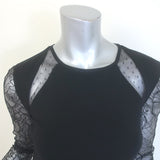 Emilio Pucci Lace Open-Back Mini Dress Black Stretch Wool Jersey Size Small NEW