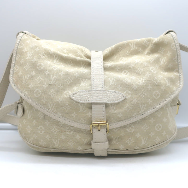 Louis Vuitton Mini Lin Saumur 30 Crossbody Bag Ecru Monogram Canvas