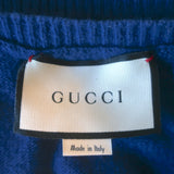 Gucci x MLB LA Angels Jeweled Crewneck Sweater Blue Wool Size Medium