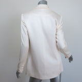 Alice + Olivia Denny Boyfriend Blazer Cream Satin Size 0 One-Button Jacket