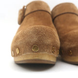 Veronica Beard Dacey Wooden Heel Clogs Brown Suede Size 7.5