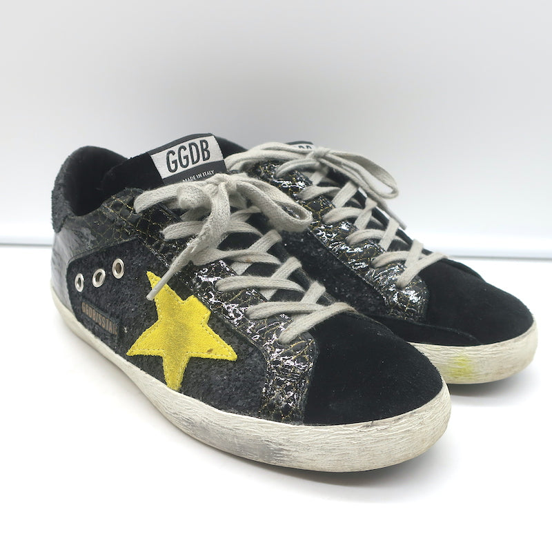golden goose black glitter sneakers