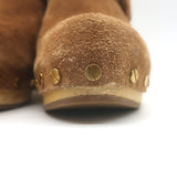 Veronica Beard Dacey Wooden Heel Clogs Brown Suede Size 7.5
