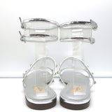 Valentino Rockstud & PVC Ankle Strap Sandals Silver Metallic Leather Size 40