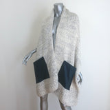 Maison Ullens authentic cream wool-blend leather-pocket wrap shawl, pre-owned with light wear