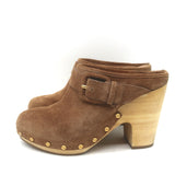 Veronica Beard Dacey Wooden Heel Clogs Brown Suede Size 7.5