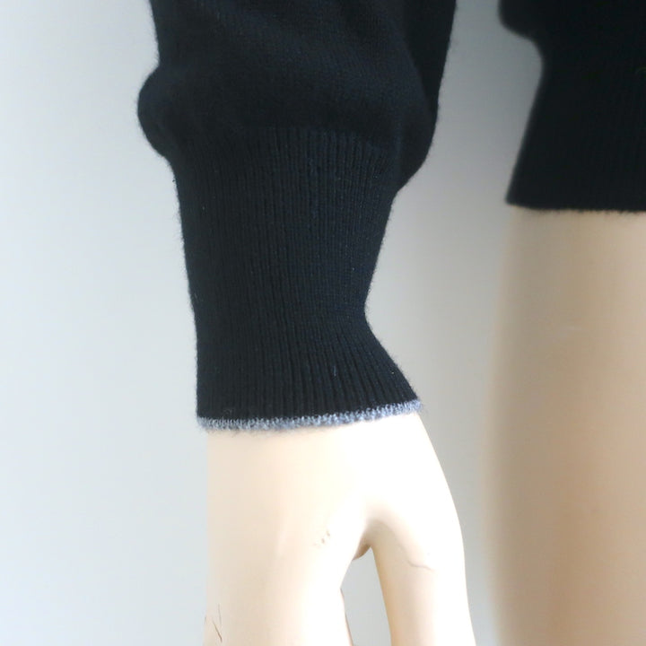 Brunello Cucinelli Contrast-Tipped Cashmere Crewneck Sweater Black Size 50