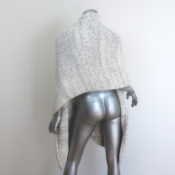Maison Ullens leather-pocket wrap shawl, cream wool-blend with leather pocket, pre-owned and gently worn luxury accessory.
