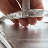 Valentino Rockstud & PVC Ankle Strap Sandals Silver Metallic Leather Size 40