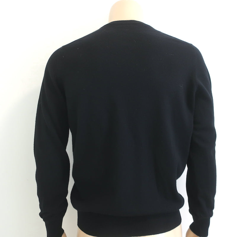 Brunello Cucinelli Contrast-Tipped Cashmere Crewneck Sweater Black Size 50