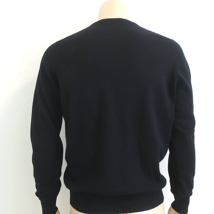 Brunello Cucinelli Contrast-Tipped Cashmere Crewneck Sweater Black Size 50