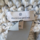 Maison Ullens leather-pocket wrap shawl in cream wool-blend with leather pocket, pre-owned and gently worn