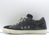Golden Goose Superstar Glitter Sneakers Black Croc-Print Patent Leather Size 38