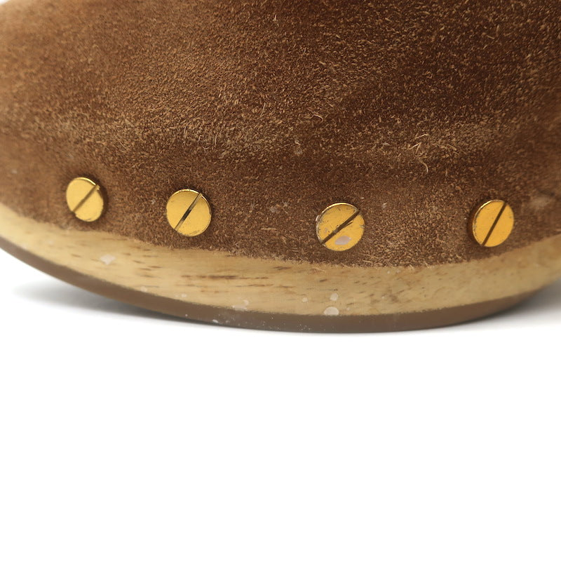 Veronica Beard Dacey Wooden Heel Clogs Brown Suede Size 7.5