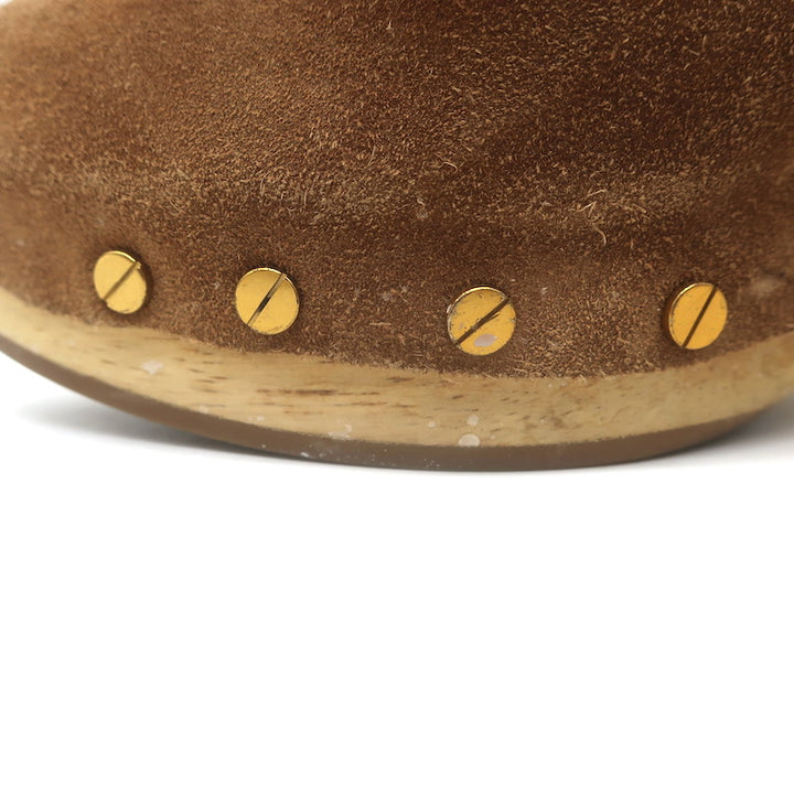 Veronica Beard Dacey Wooden Heel Clogs Brown Suede Size 7.5