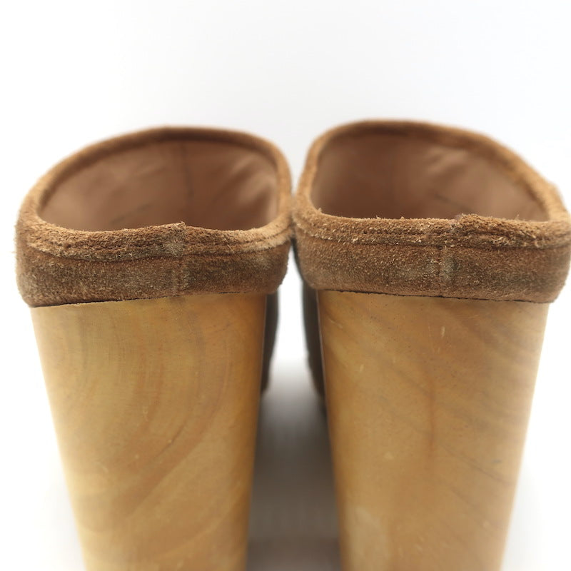 Veronica Beard Dacey Wooden Heel Clogs Brown Suede Size 7.5