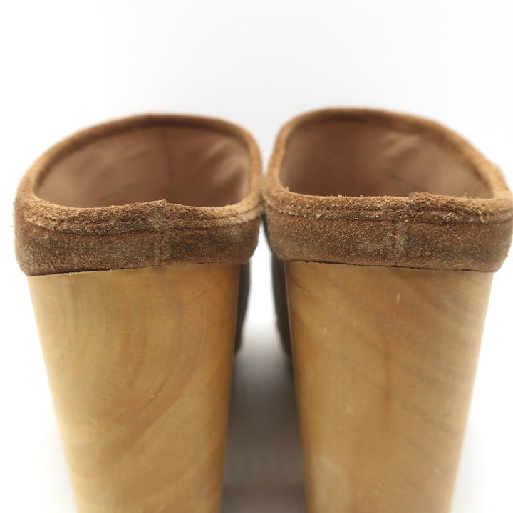 Veronica Beard Dacey Wooden Heel Clogs Brown Suede Size 7.5