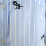 Sonia by Sonia Rykiel Floral-Embroidered Shirt Blue/White Striped Cotton Size 34