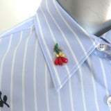 Sonia by Sonia Rykiel Floral-Embroidered Shirt Blue/White Striped Cotton Size 34