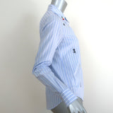 Sonia by Sonia Rykiel Floral-Embroidered Shirt Blue/White Striped Cotton Size 34