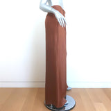 Zimmermann Pleated Satin Wide Leg Pants Brown Silk Size 1